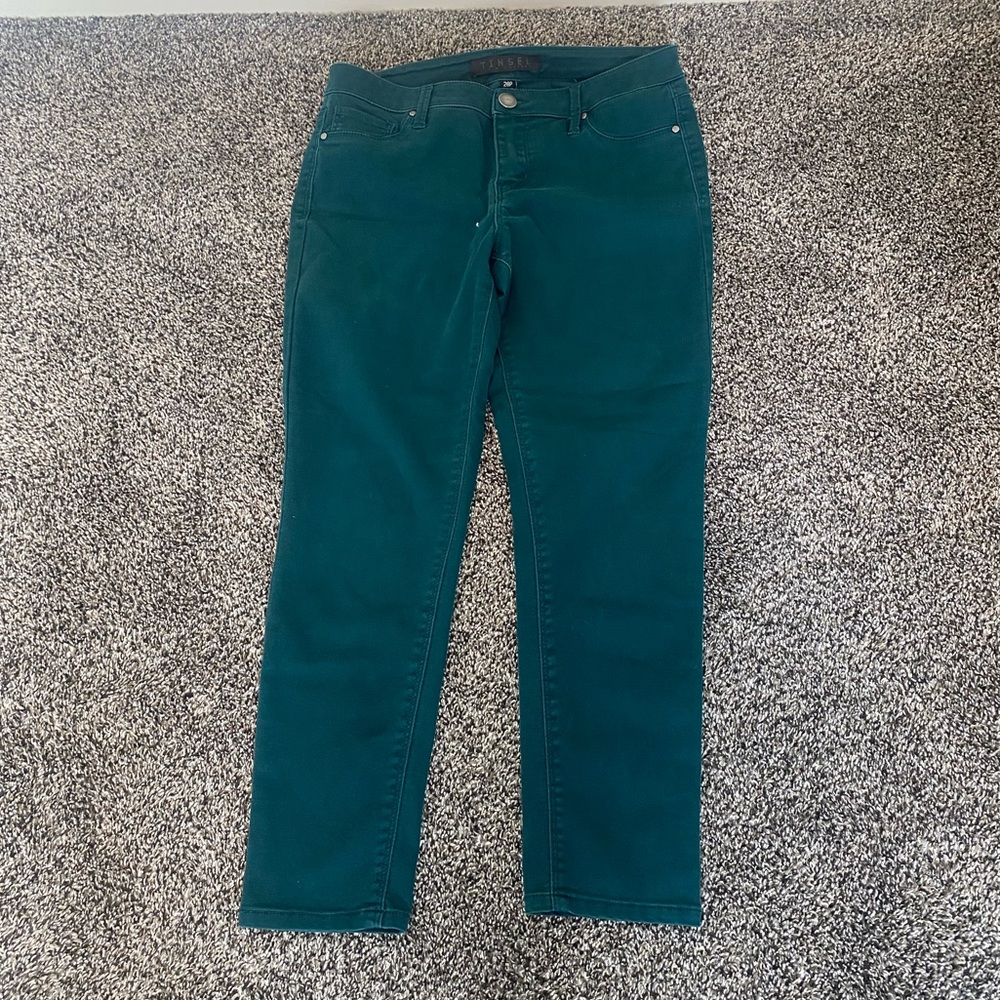 Tinsel Strait Leg Forest Green Pants